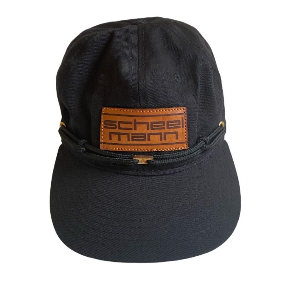 NWOT Findlay Unstructured Chinstrap Snapback Hat Cap Black OS Scheel-Mann Logo